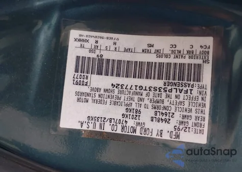 1996 Ford Taurus Lx z USA, uszkodzony, nr VIN 1FALP53S3TG177324